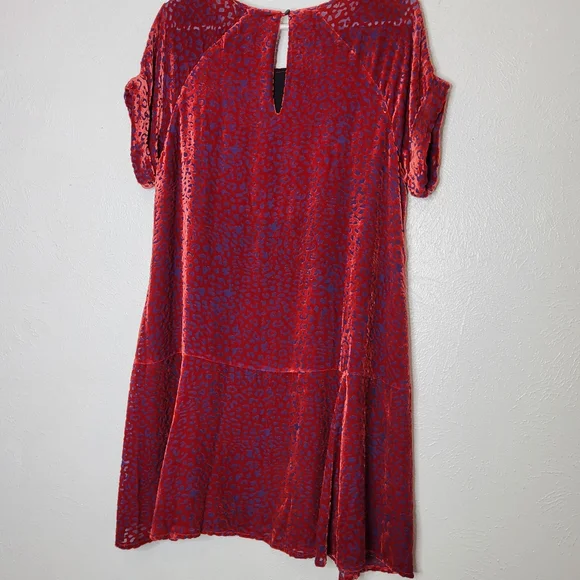 Johnny Was Doris Silk-Blend Mini Dress Deep Red Cheetah Print Women's Size Small - Picture 13 of 15